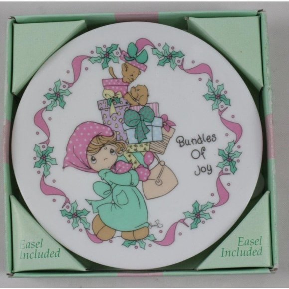 Precious Moments Bundles of Joy Mini Holiday Collector Plate w/Easel Stand - Picture 1 of 5